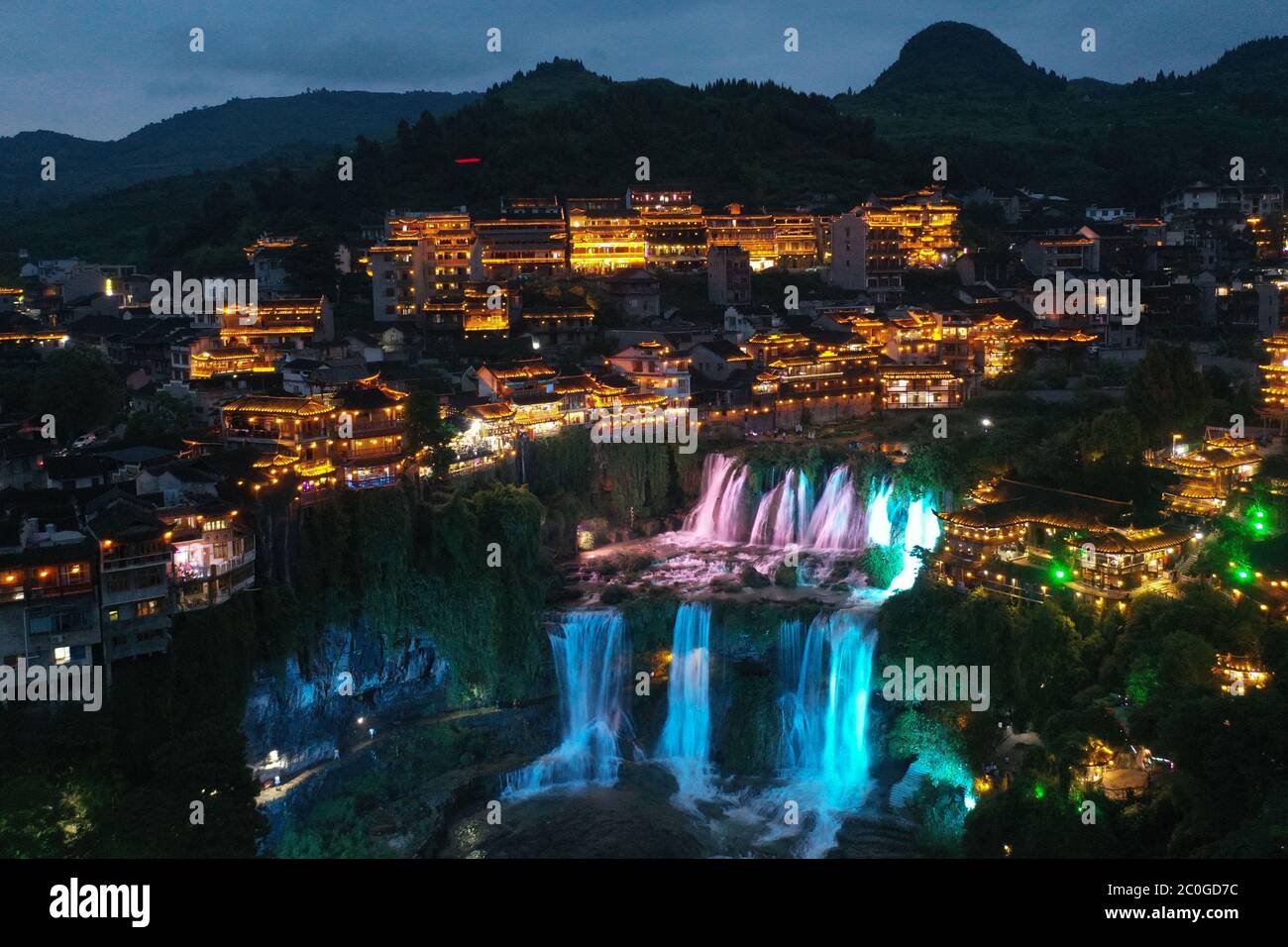 Xiangxi. 11th June, 2020. Aerial photo taken on June 11, 2020 shows a view of the Furong Town scenic spot in Yongshun County, central China's Hunan Province. The scenic spot reopened to the public recently. Credit: Xue Yuge/Xinhua/Alamy Live News Stock Photo