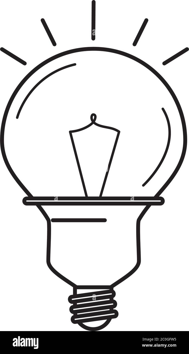 bright lamp, electric light bulb, eco idea metaphor, isolated icon line style vector illustration Stock Vector