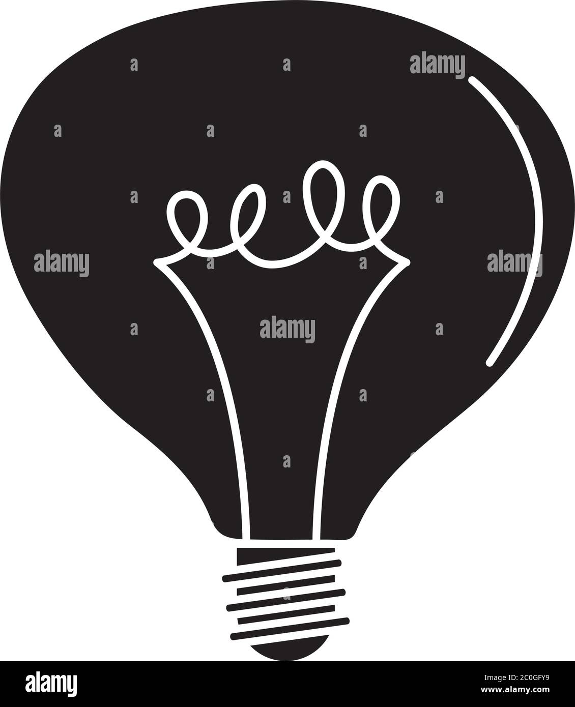 electric light bulb, round lamp, eco idea metaphor, isolated icon silhouette style vector illustration Stock Vector