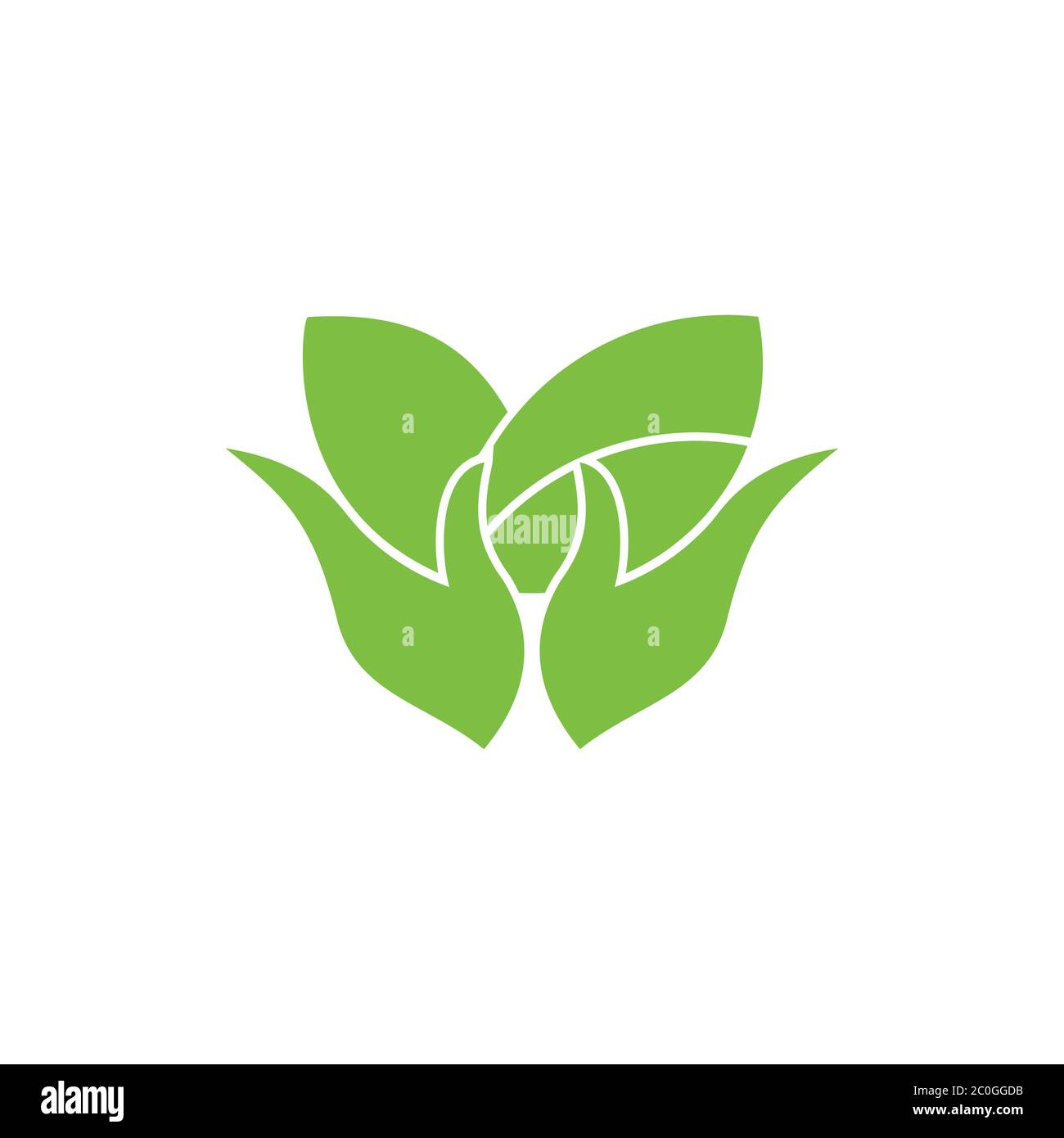 simple geometric hand hold leaf plant circle logo vector Stock Vector