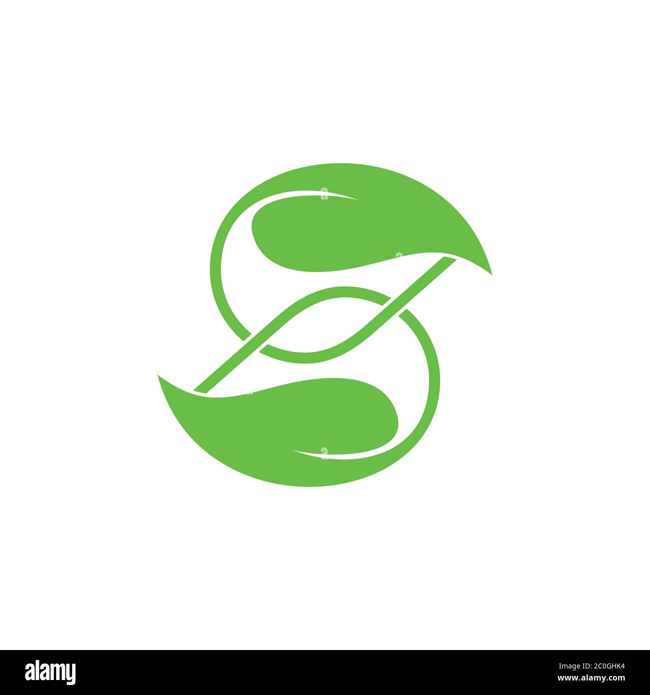 linked green leaf letter s shape logo vector Stock Vector
