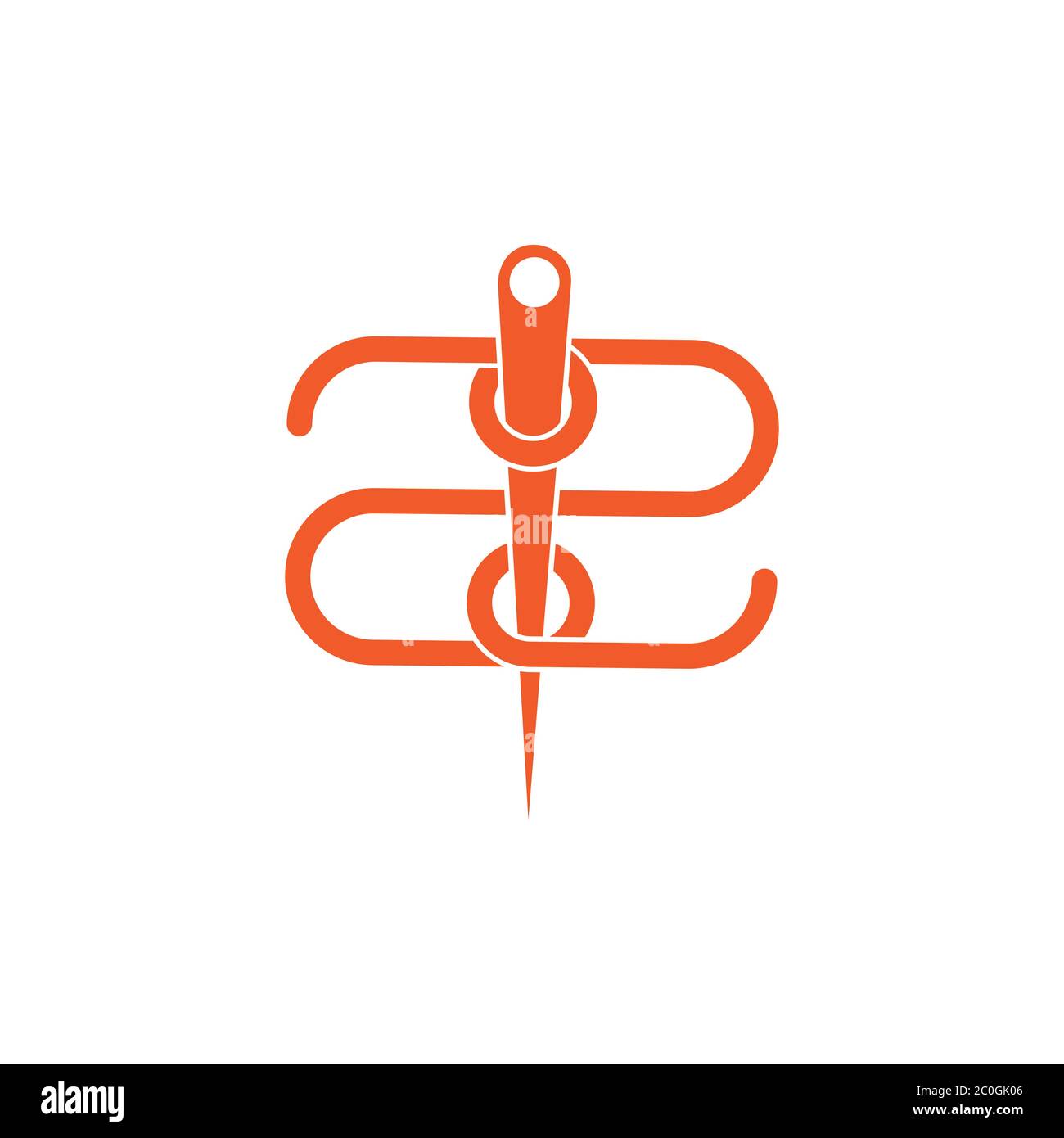 number 2 linked thread needle symbol logo vector Stock Vector