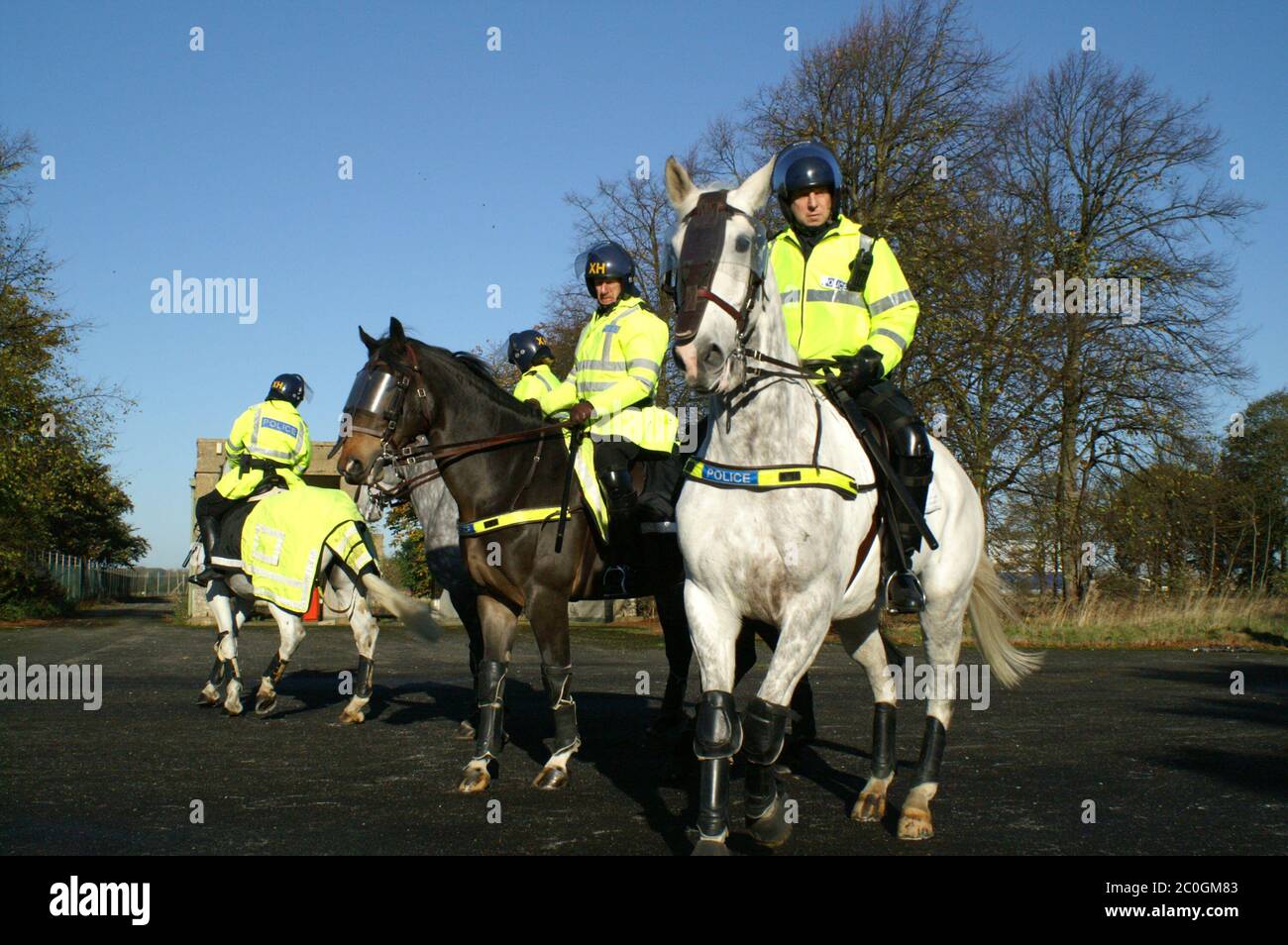 Civil disorder, Mounted police, Stock Photo
