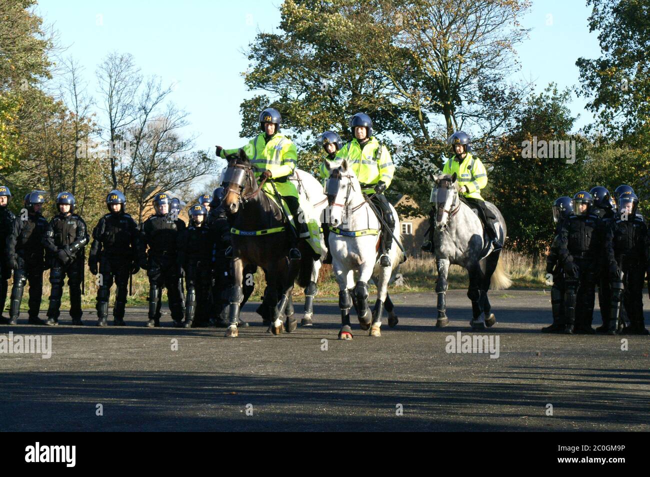 Civil disorder, Mounted police, Stock Photo
