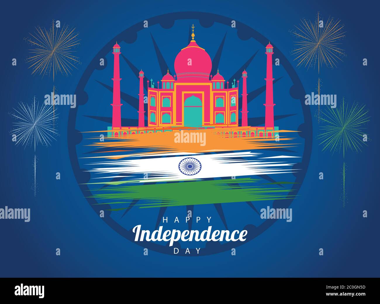 india happy independence day celebration card with mosque and flag ...