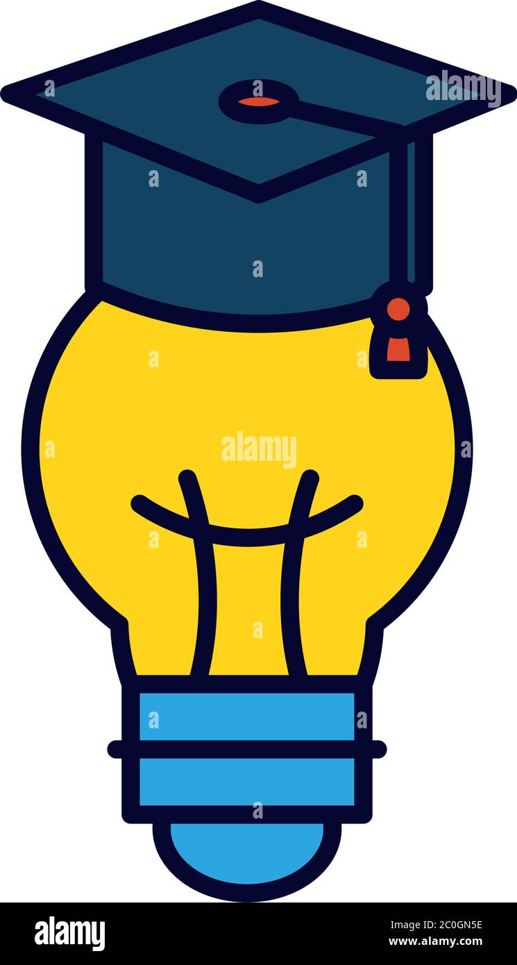online education concept, light bulb with graduation cap icon over ...