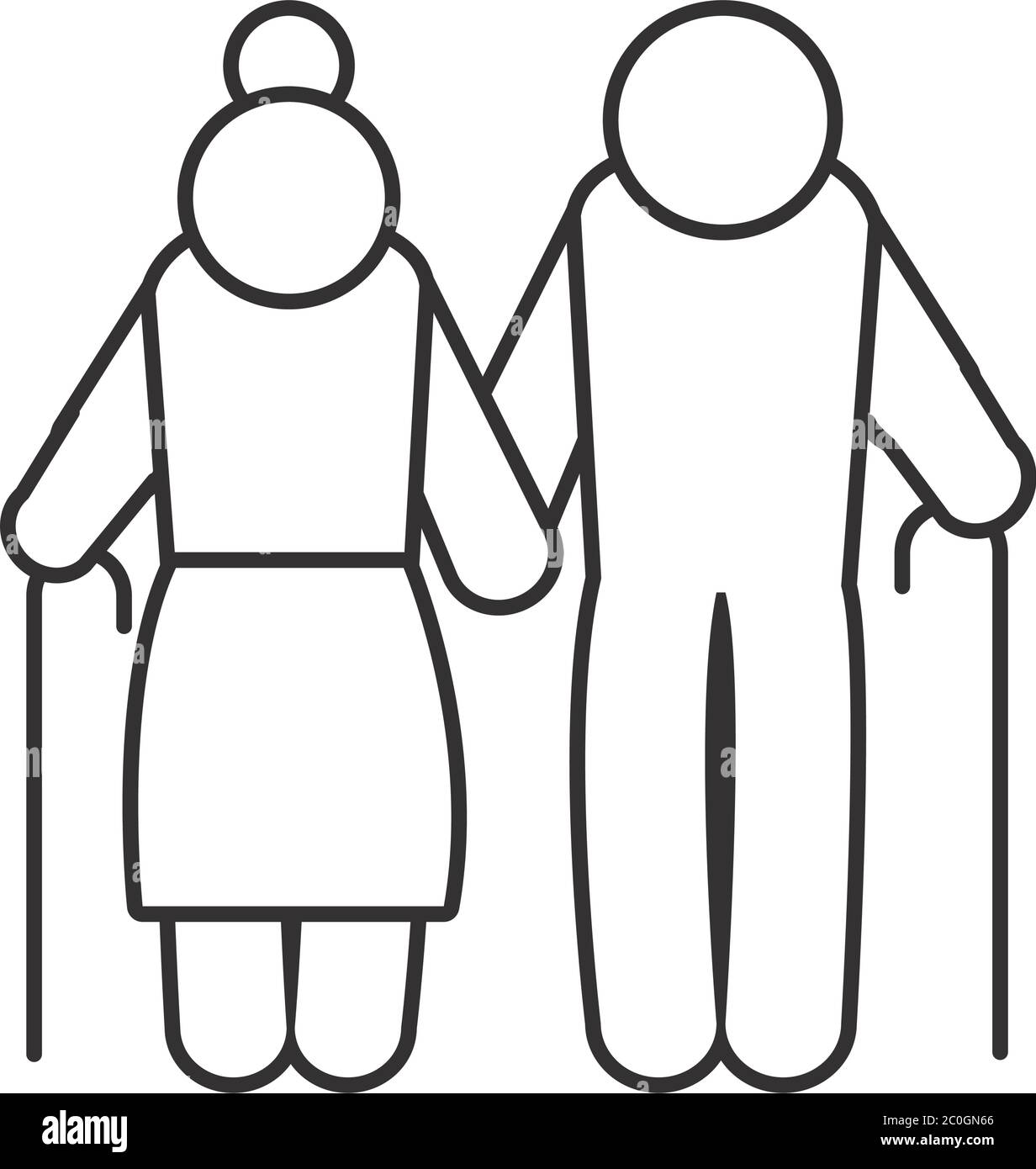 pictogram elderly couple icon over white background, line style, vector illustration Stock Vector