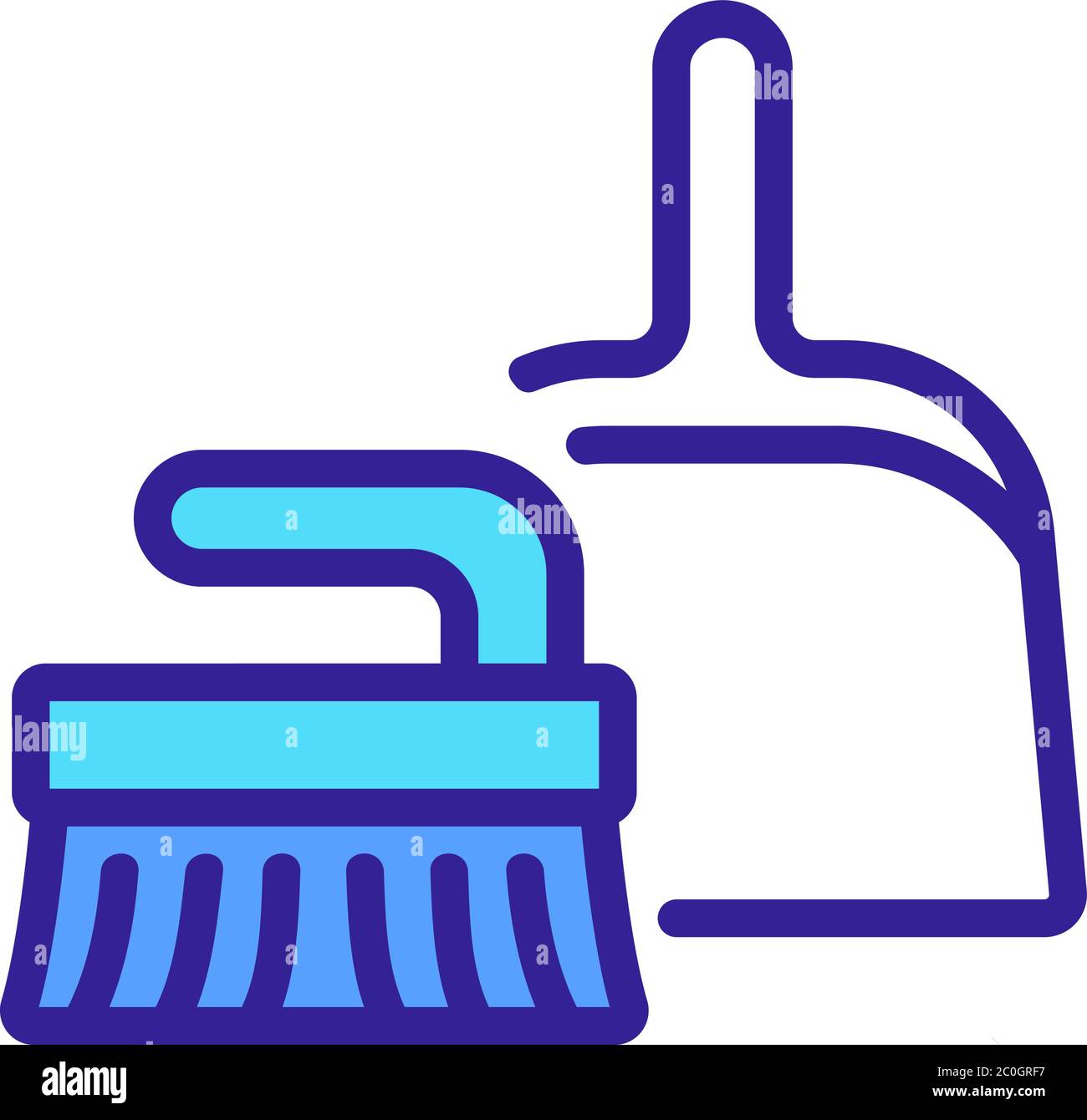 dustpan and brush for dusting icon vector outline illustration Stock
