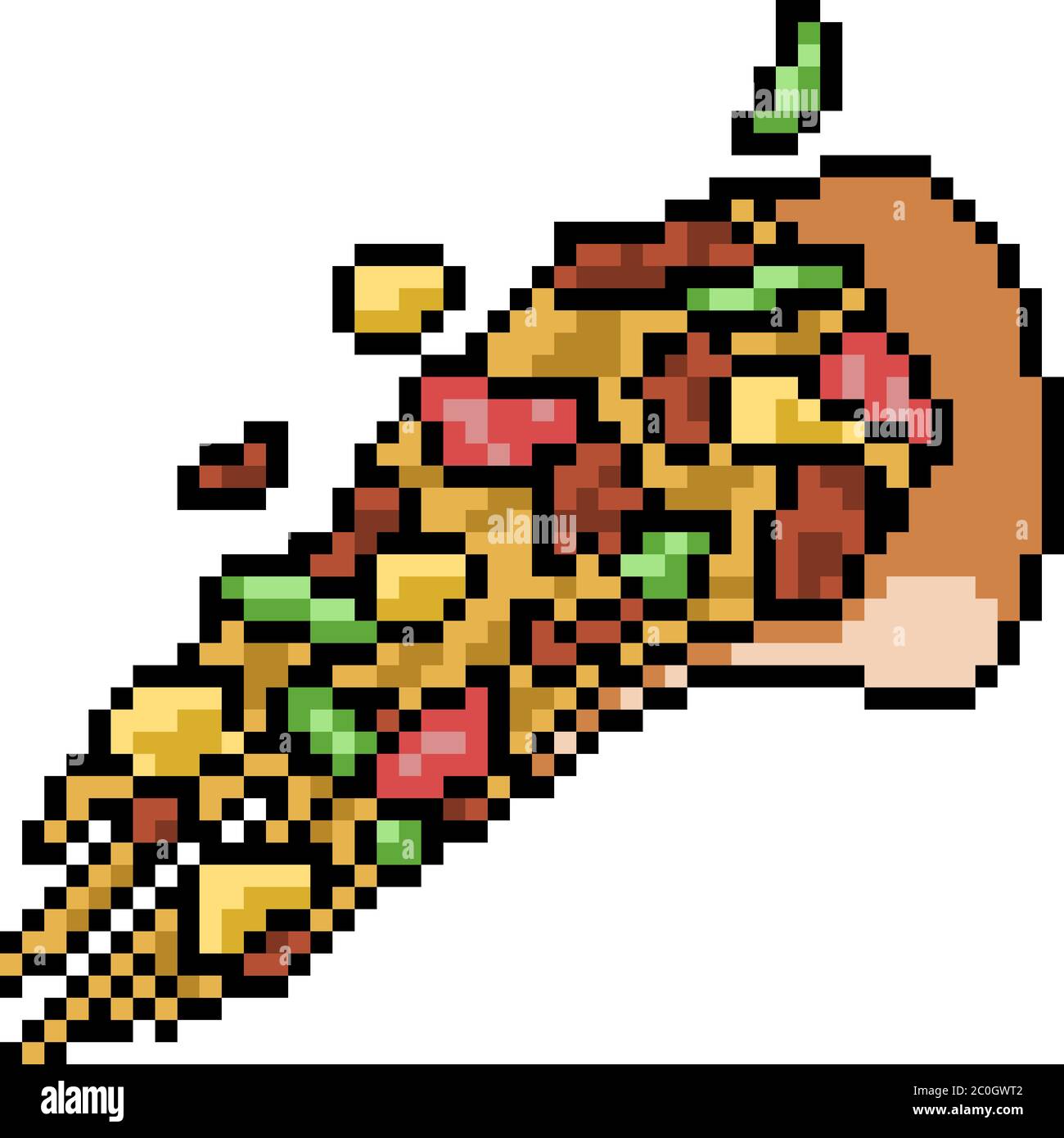 Pizza pixel art piece is pixelated fast Royalty Free Vector