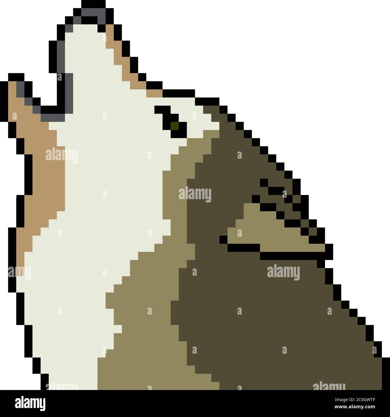 vector pixel art wolf howl isolated cartoon Stock Vector