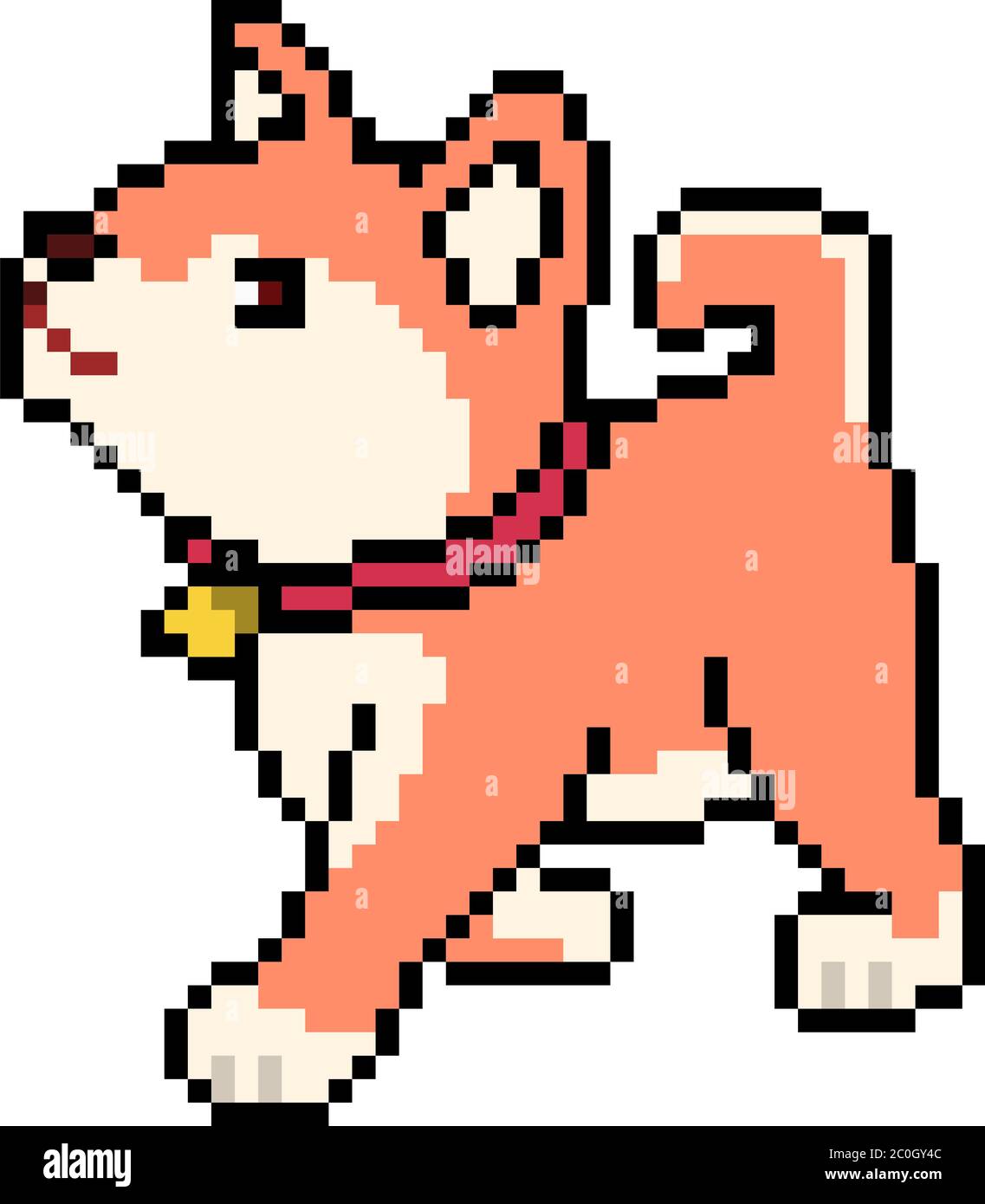 vector pixel art shiba dog isolated cartoon Stock Vector Image