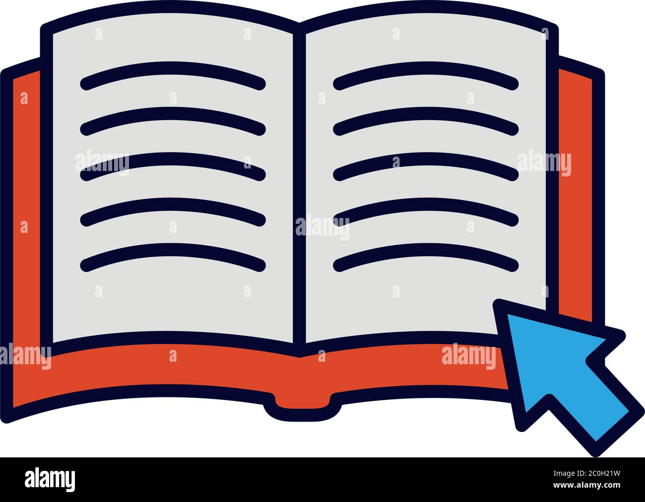 online education concept, academic book and arrow cursor icon over ...