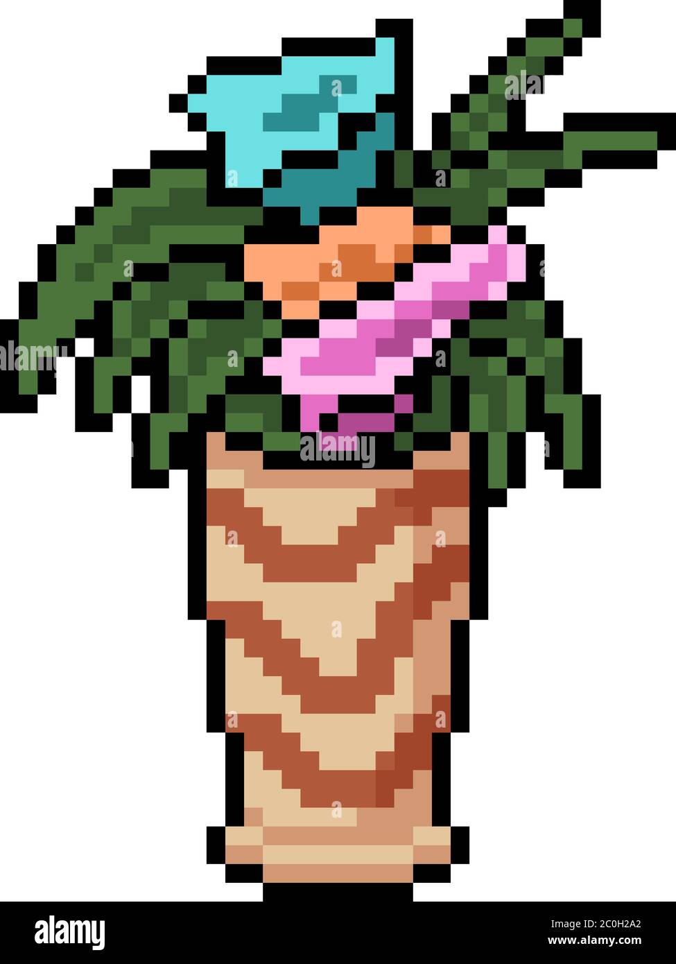 Vector Pixel Art Flower Pot Isolated Cartoon Stock Vector Image Art Alamy