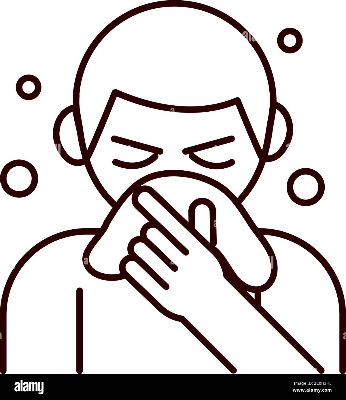 Covid 19 Coronavirus Prevention Man With Symptoms Allergy Spread Outbreak Pandemic Line Style Icon Vector Illustration Stock Vector Image Art Alamy