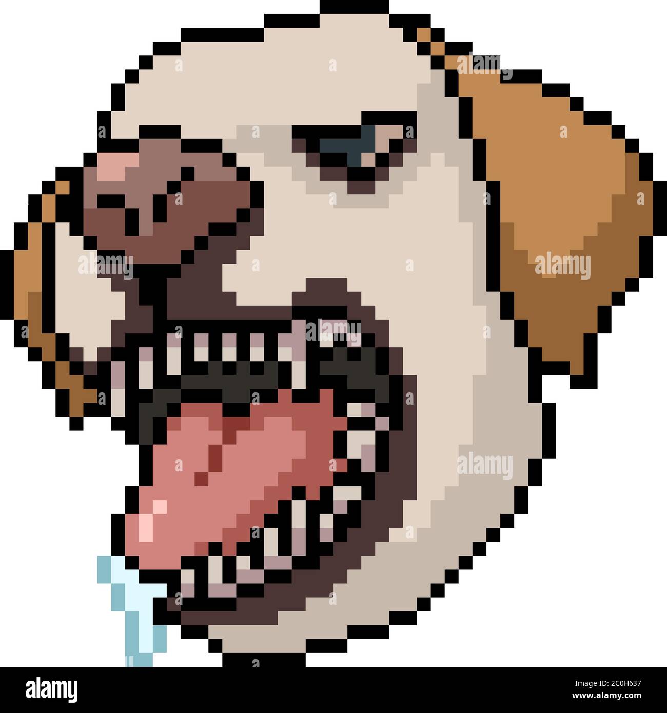 vector pixel art mad dog isolated cartoon Stock Vector