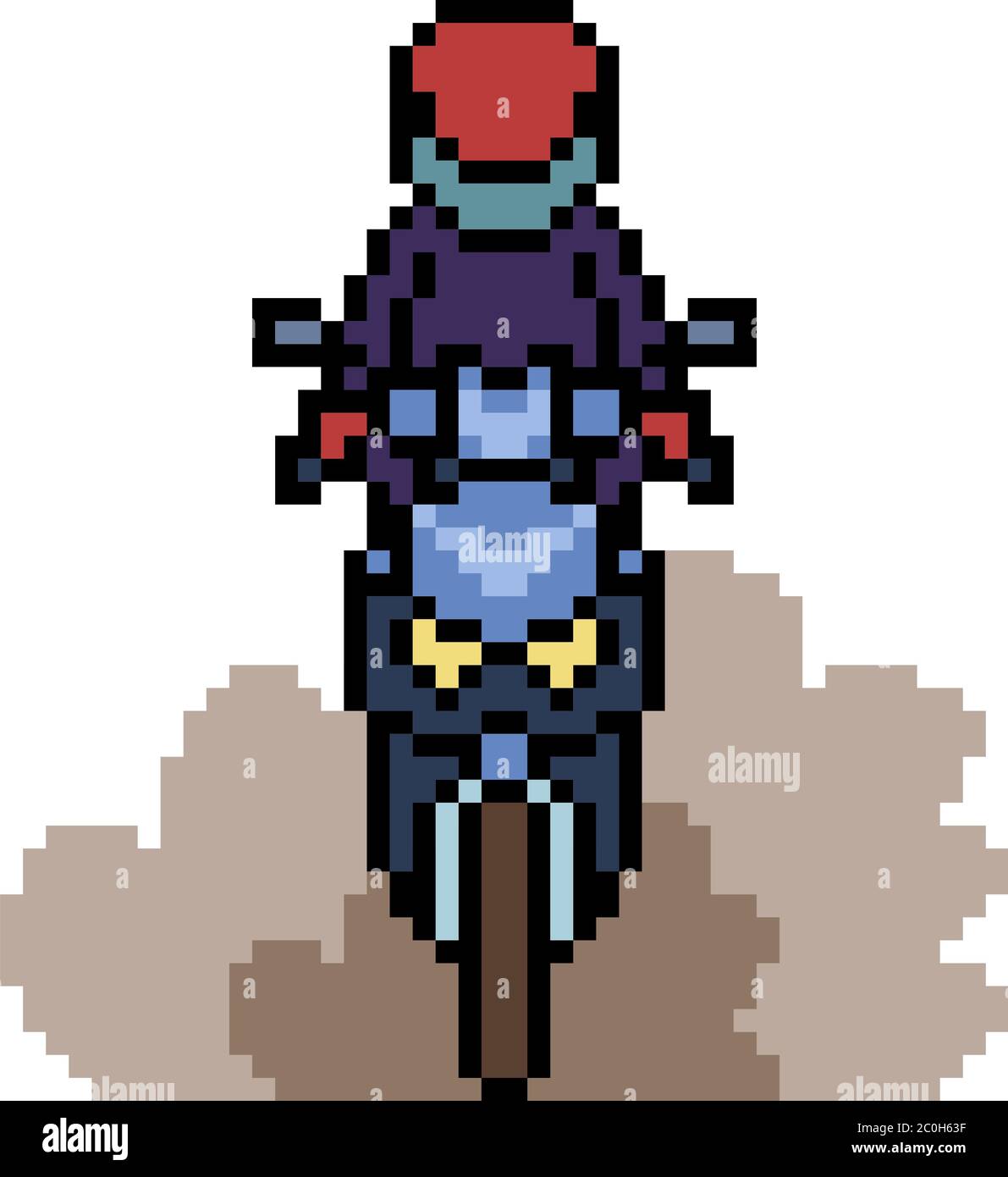 8 bit pixel o homem andando de moto em ilustrações vetoriais para