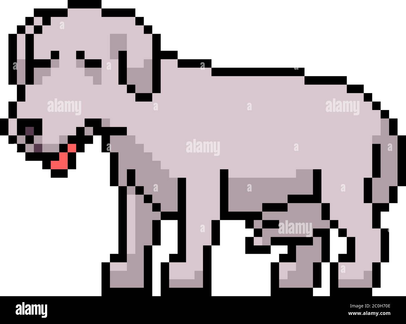 vector pixel art dog sick isolated cartoon Stock Vector