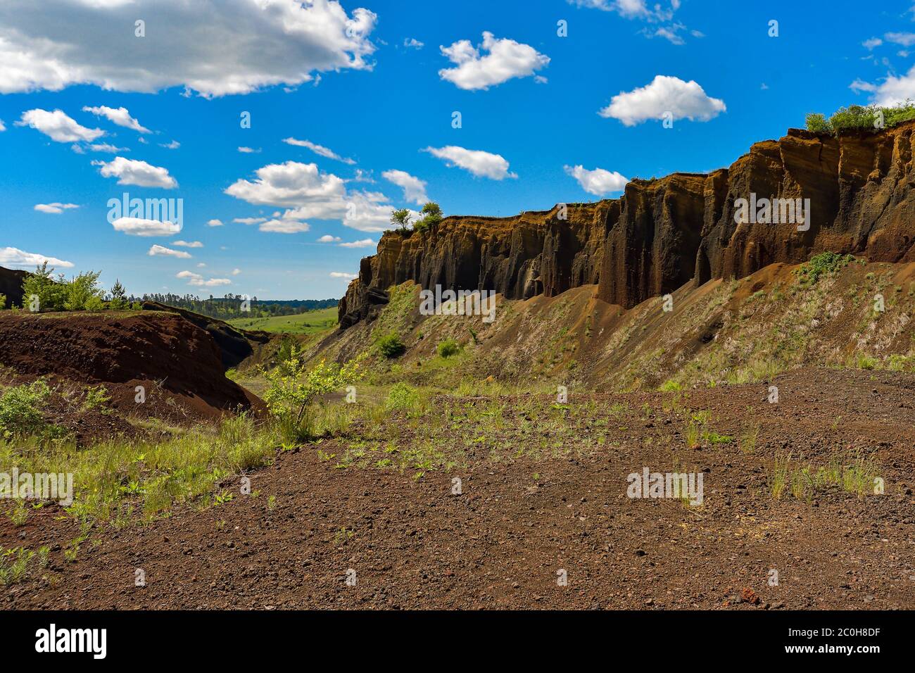 View of volcanic crater in Racos village, Brasov county, Romania Stock Photo