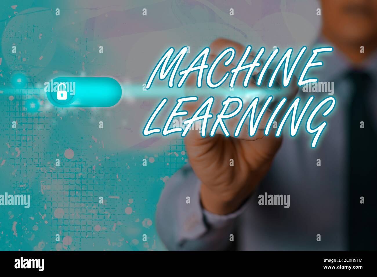 Writing Computer Learns Writing note showing Machine Learning. Business concept for the concept ...