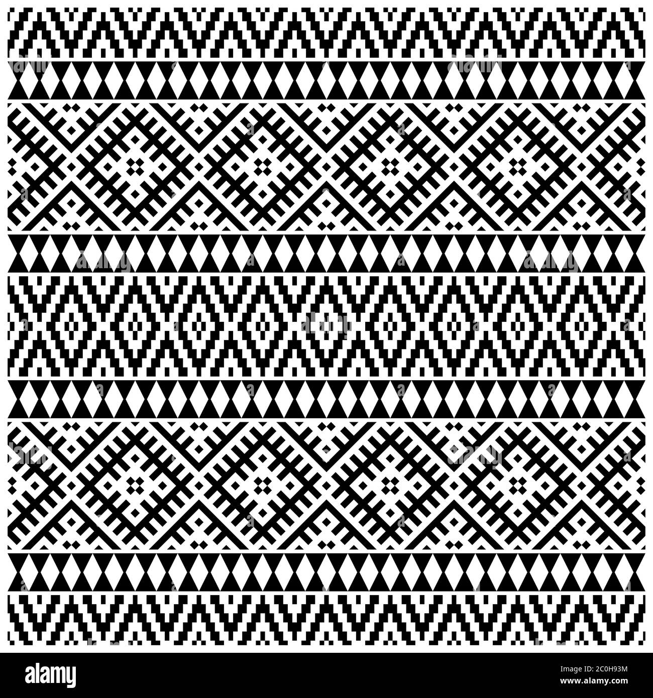 abstract seamless patchwork pattern from black white color ethnic ornaments vector Stock Photo