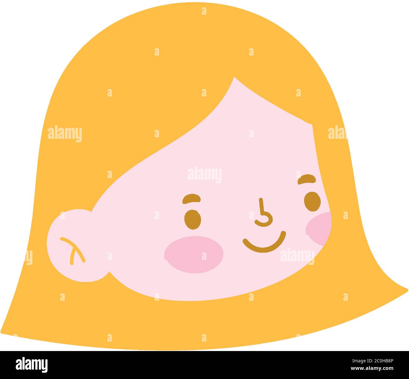 little girl face cartoon character isolated icon design white ...