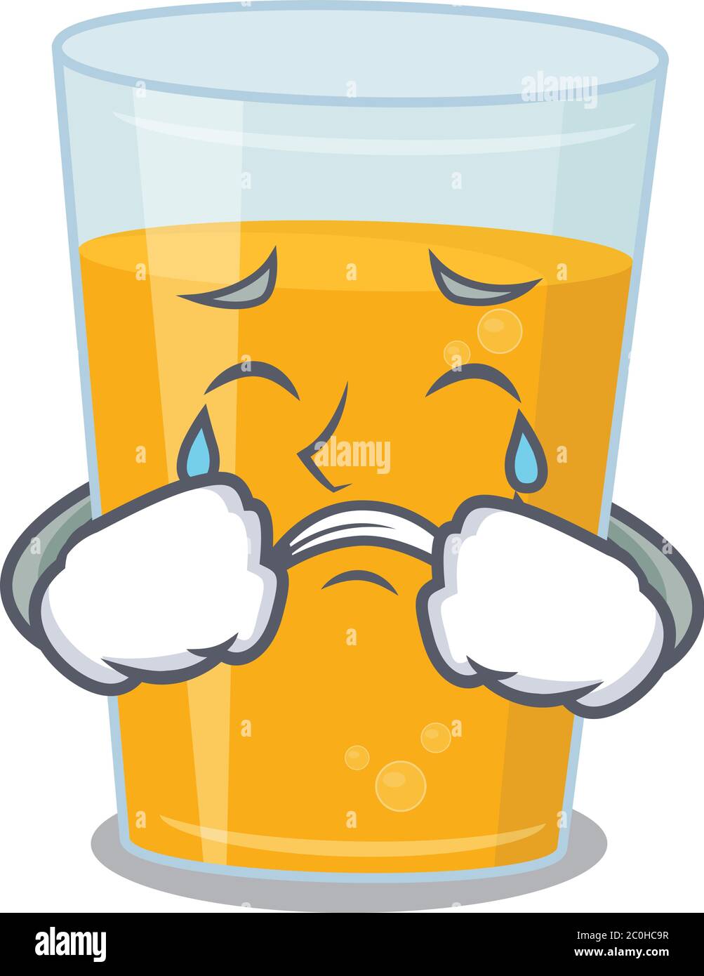 Caricature design of glass of orange juice having a sad face Stock