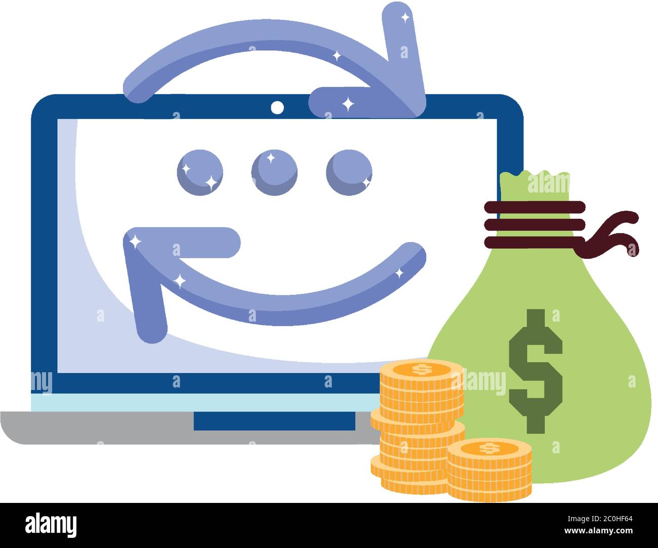 Online Payment Laptop Money Bag Coins Transfer Ecommerce Market