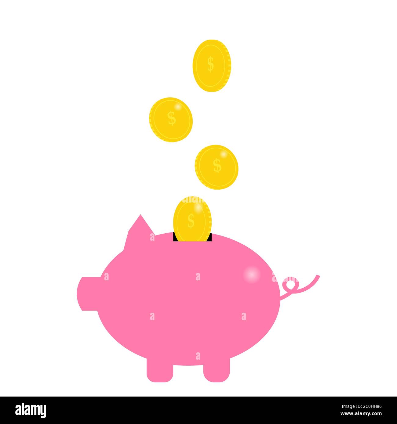 Pink piggy bank and falling coins Stock Vector Images - Alamy