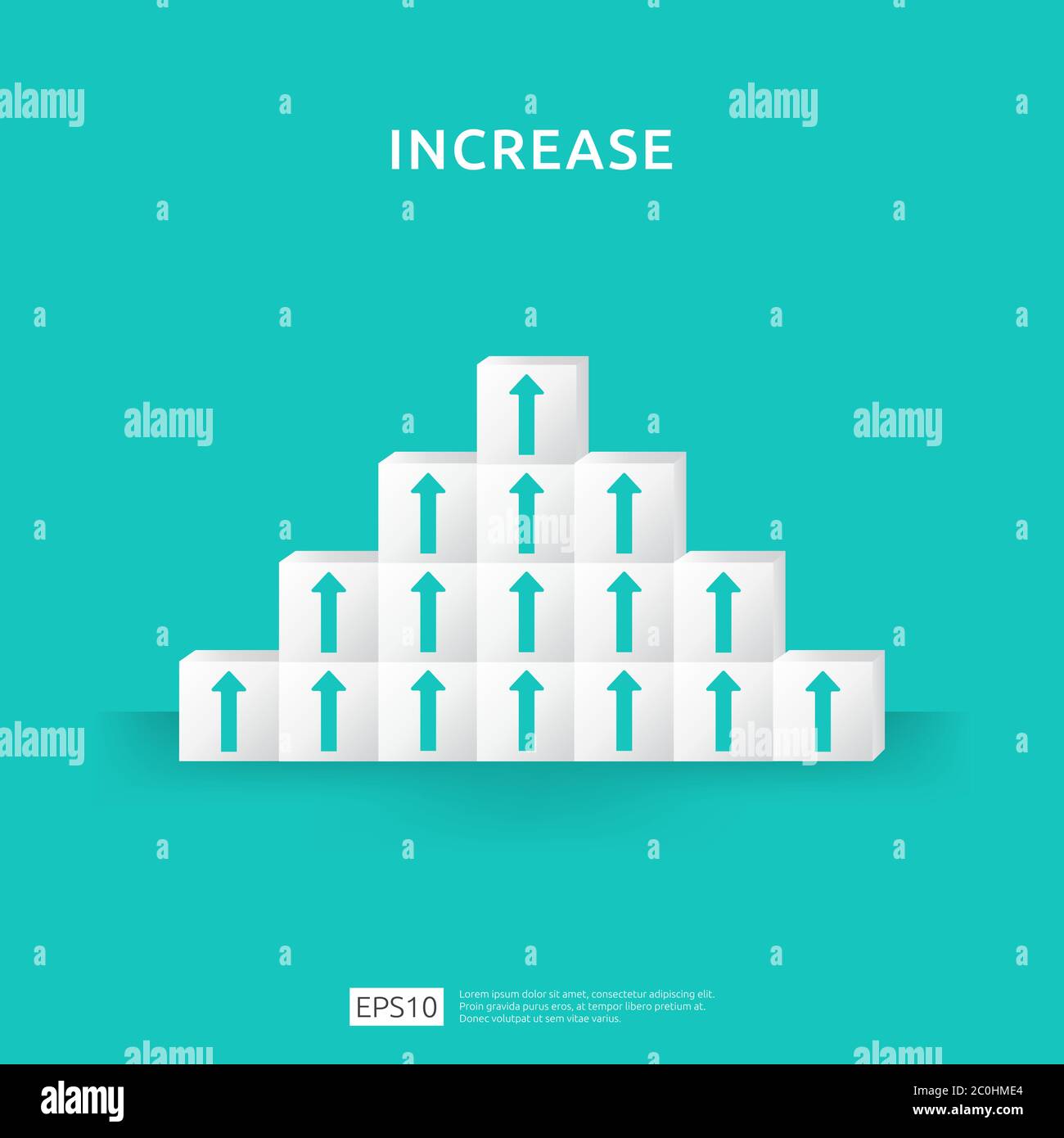 Growth business increase concept with stacking block. step stair ladder with arrow up vector