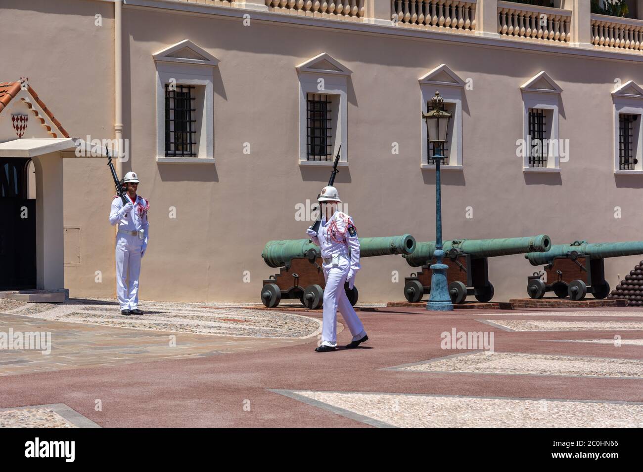 Guards in front of the Palace of Monaco Stock Photo