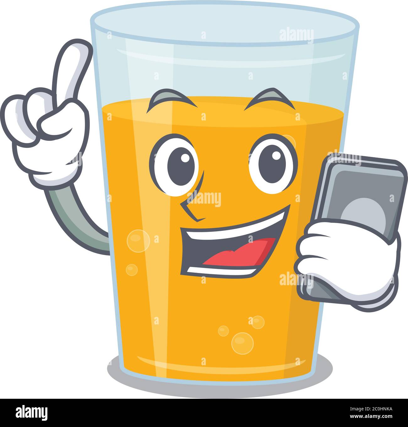 Glass of orange juice caricature character speaking with friends on