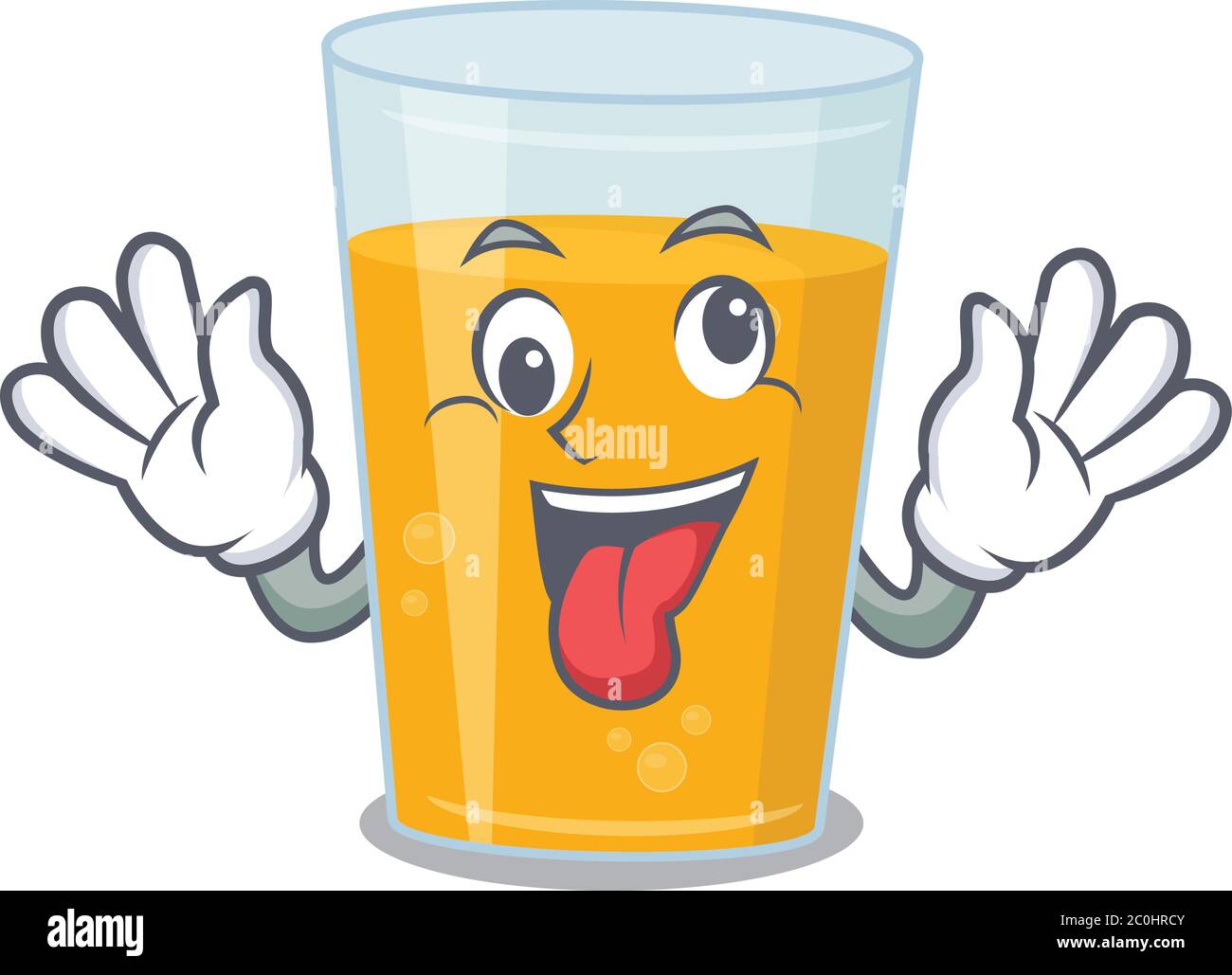 A mascot design of glass of orange juice having a funny crazy face Stock Vector