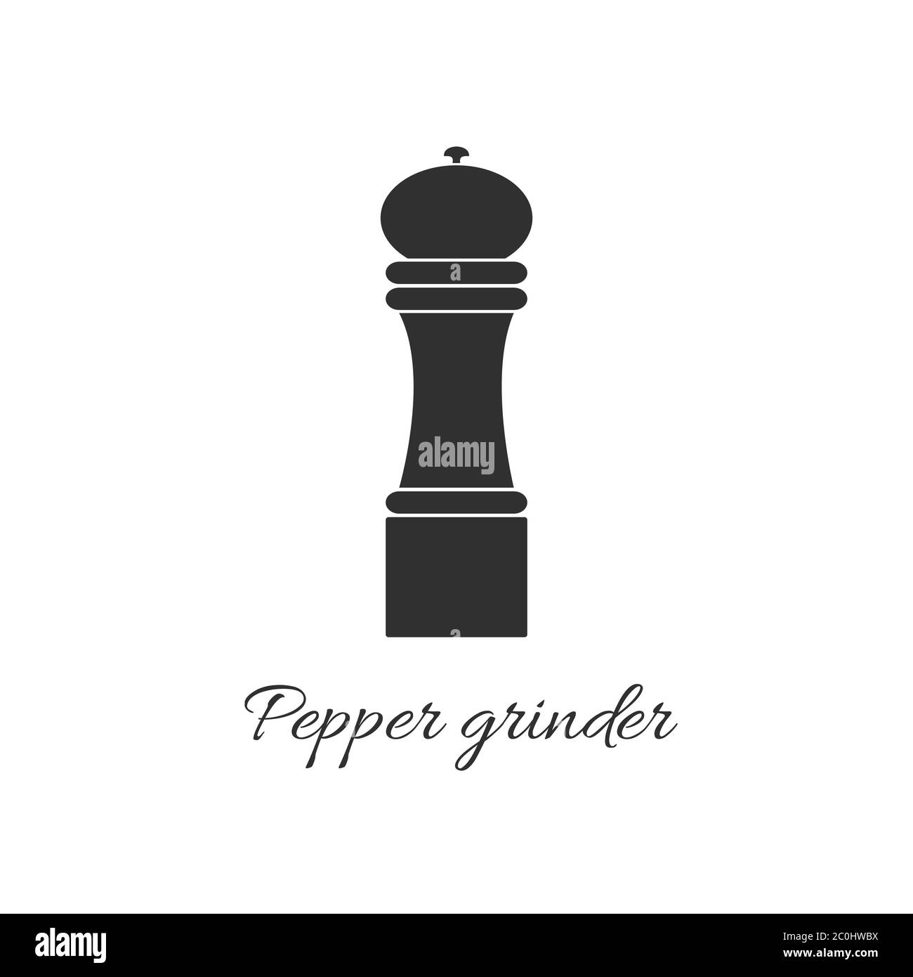 pepper grinder, salt spice shaker, black pepper mill vector simple flat icon. Seasoning hand grinder. Restaurant kitchen tool. isolated graphic Stock Vector