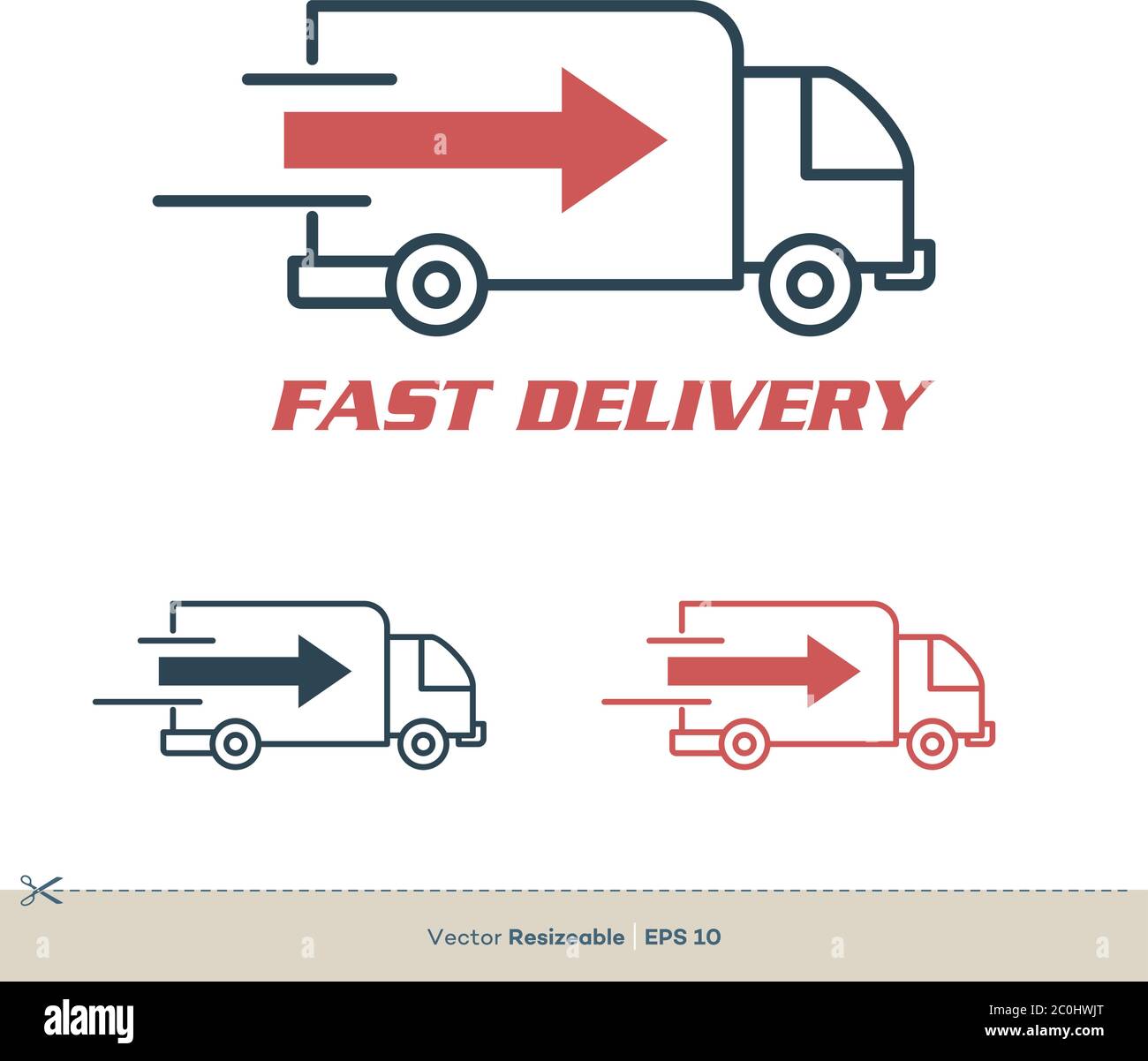 Fast Delivery Truck Line Art Icon Vector Logo Template Illustration ...