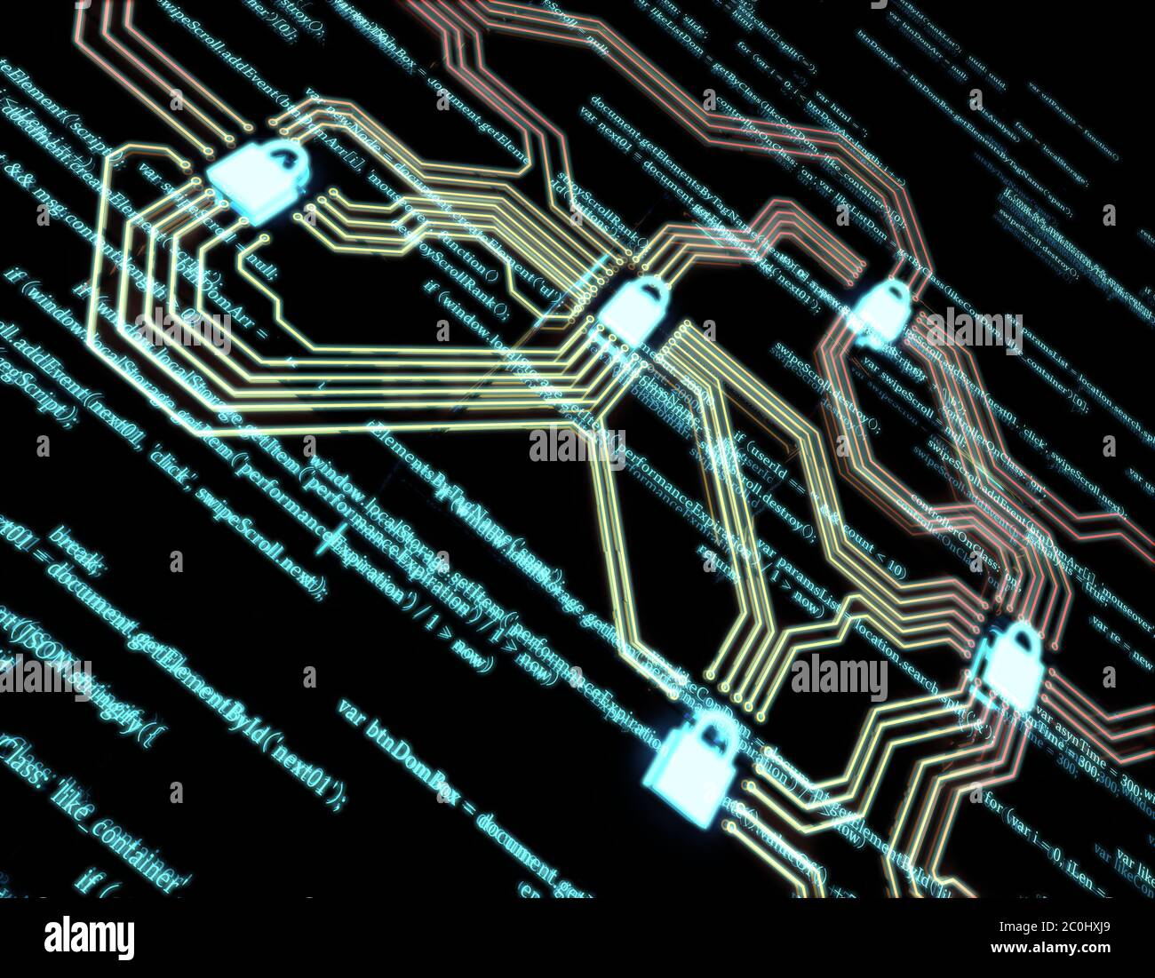 Circuit board and lock, network data security protection Stock Photo ...