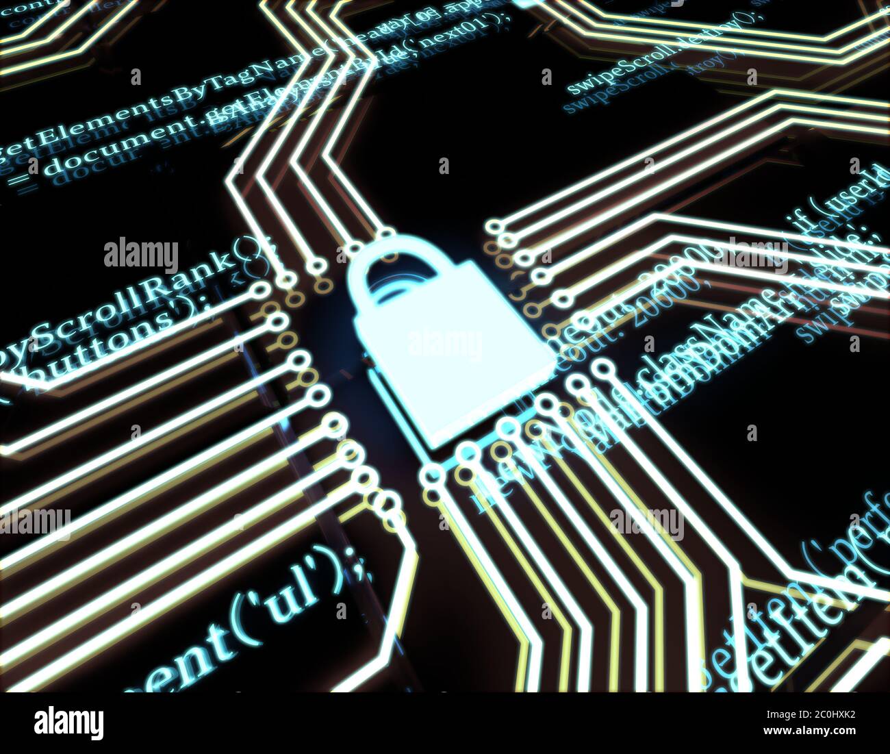 Circuit board and lock, network data security protection Stock Photo ...