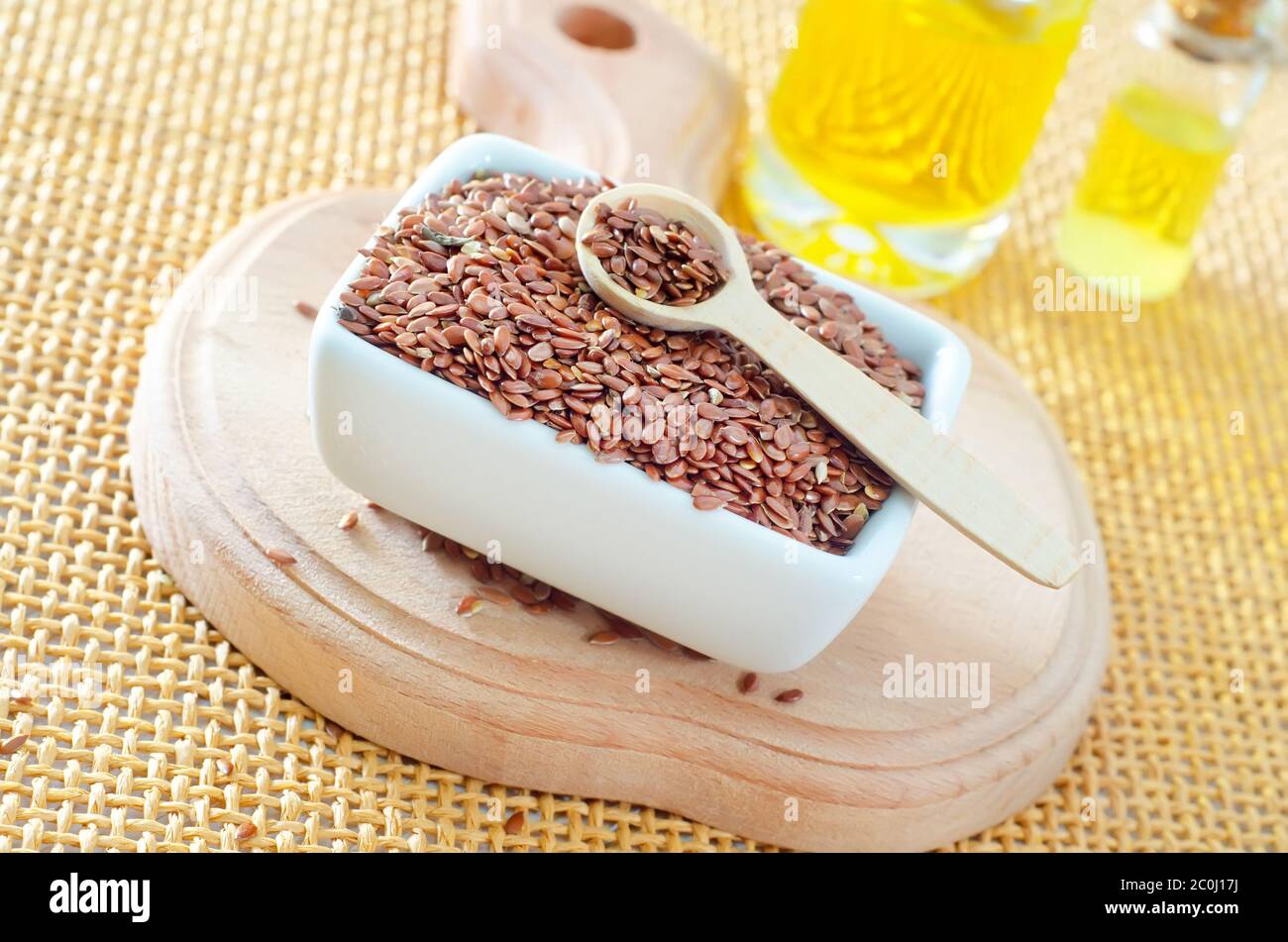 flax seed and oil Stock Photo Alamy