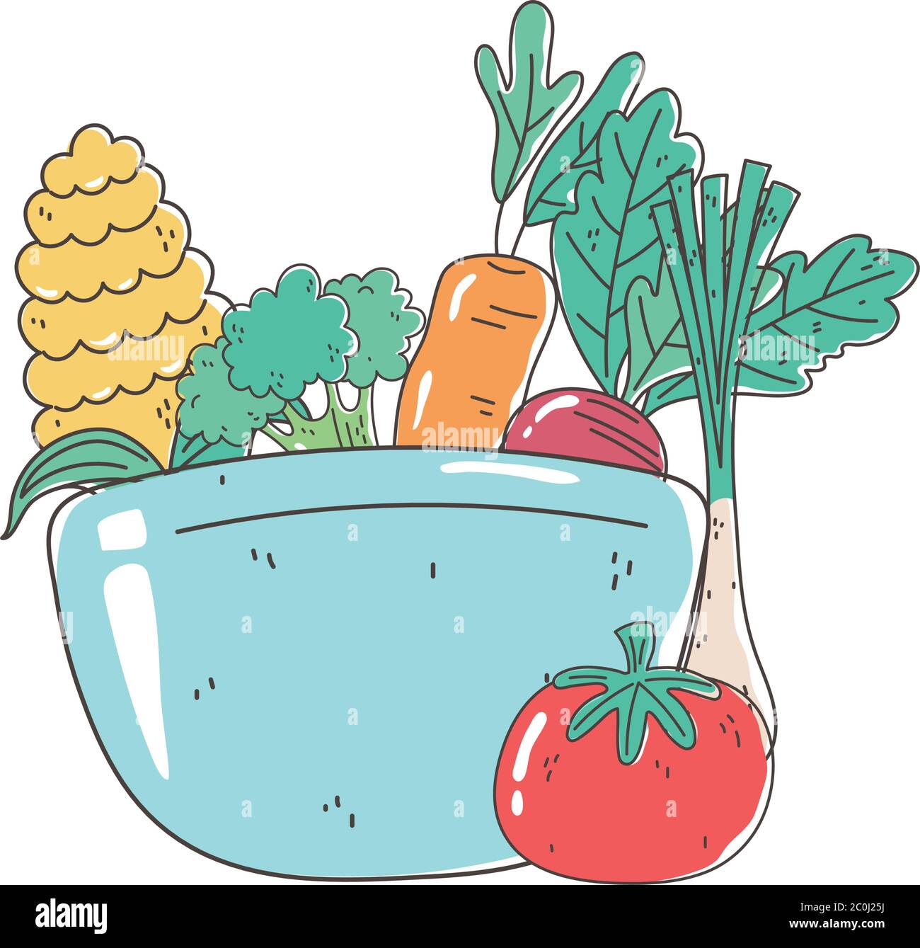 bowl with vegetables fresh market organic healthy food vector ...