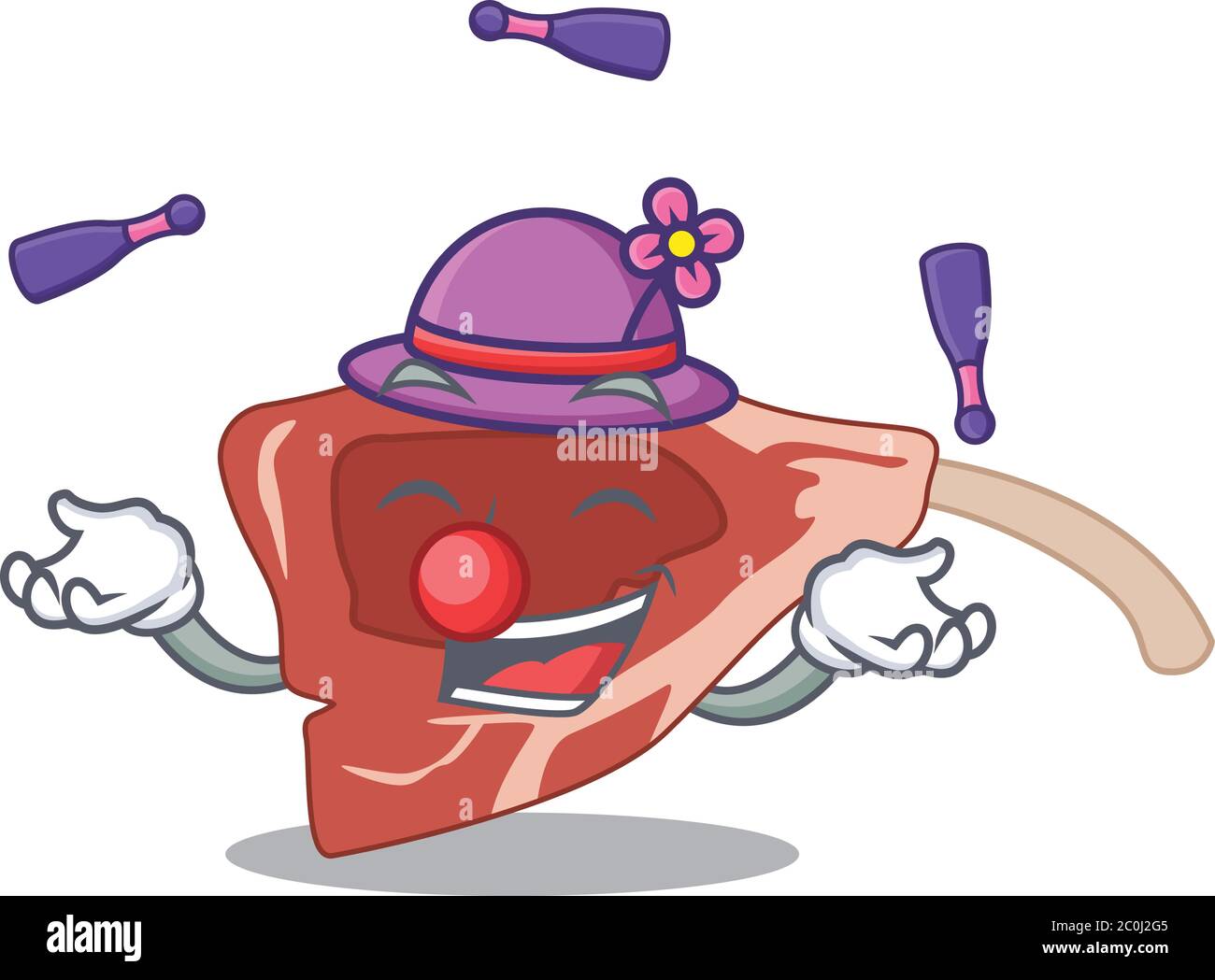 A lamb chop cartoon design style succeed playing juggling Stock Vector