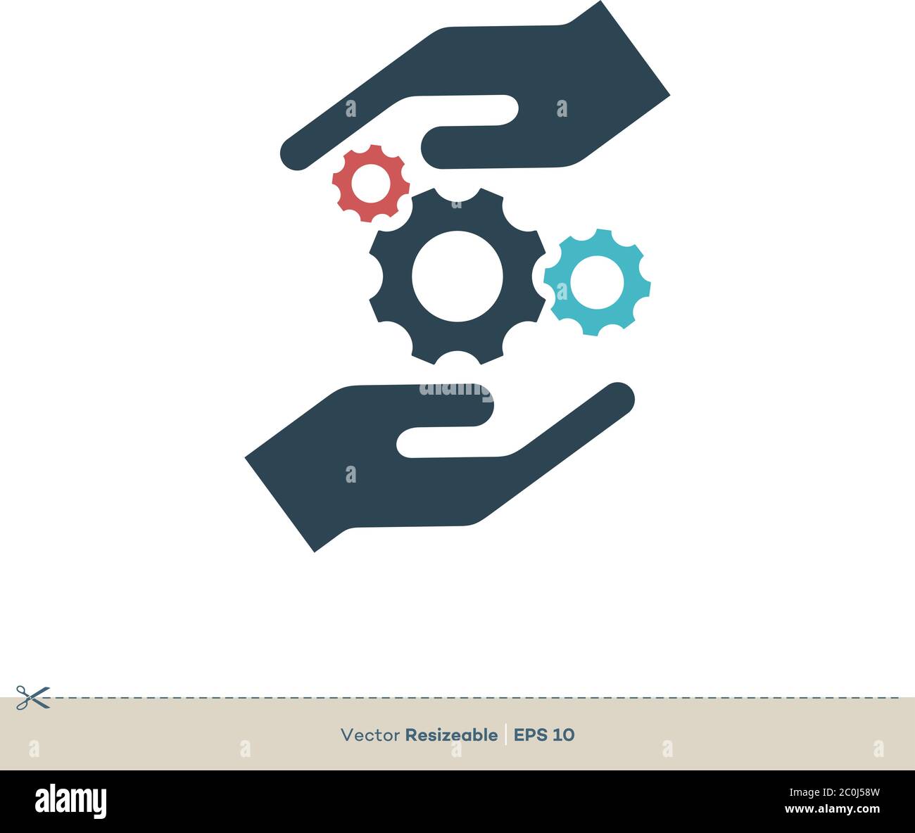 Gear and Hand Holding Icon Vector Logo Template Illustration Design ...