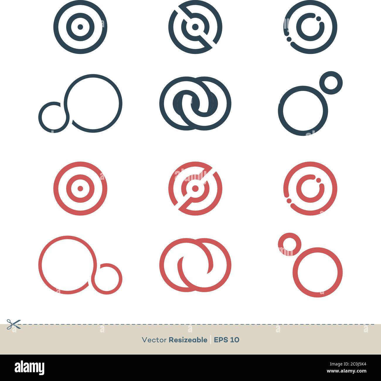 Line Art Circle Set Infinity Icon Vector Logo Template Illustration Design. Vector EPS 10. Stock Vector