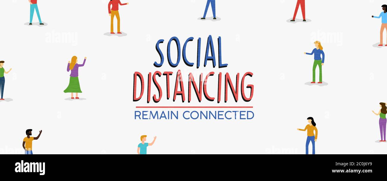 Social Distancing Protection Social distancing for coronavirus health protection concept, banner ...