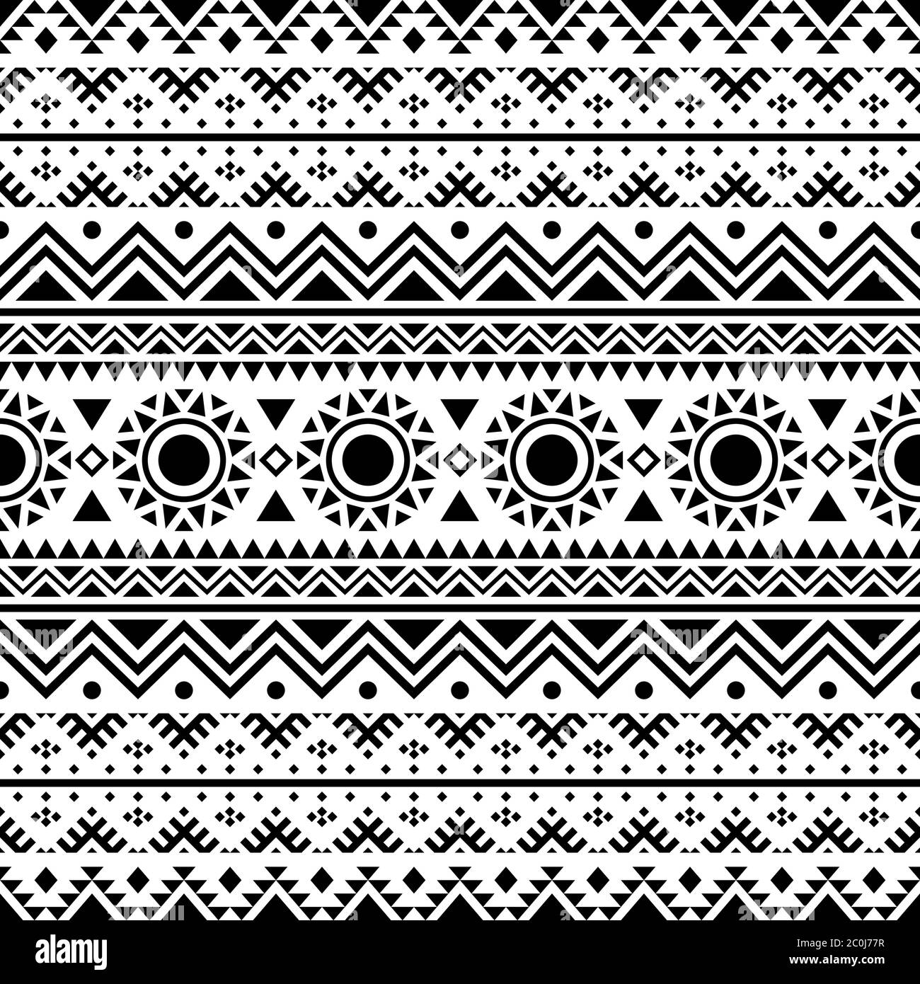 Geometric seamless pattern ethnic texture design vector in monochrome ...