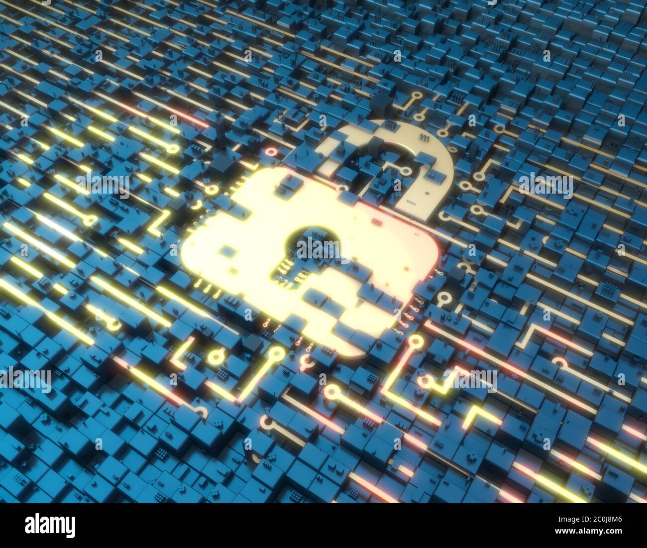 Circuit board technology and lock, data security protection Stock Photo ...