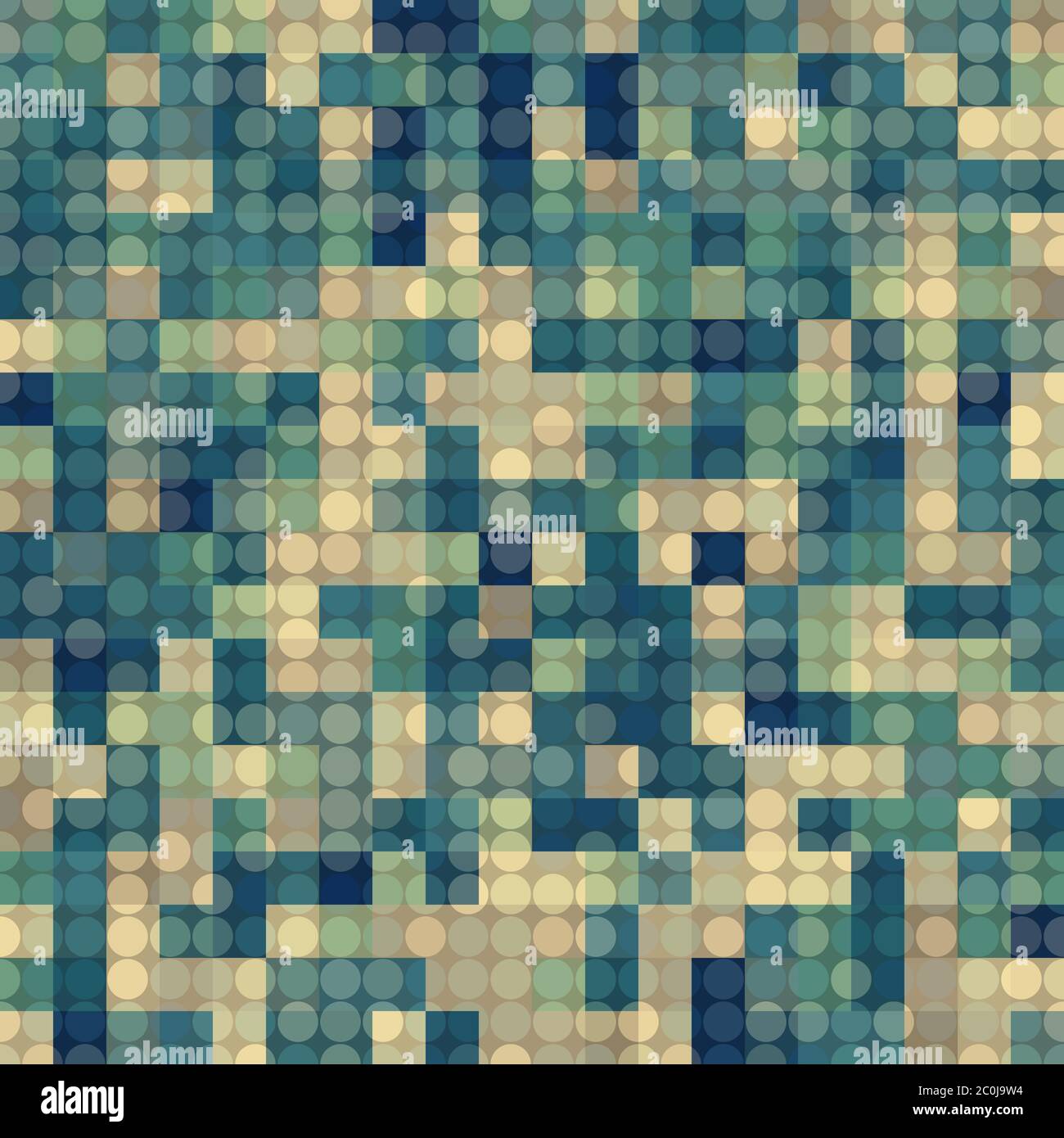 Abstract colored circles and squares pattern. Seamless vector illustration Stock Vector