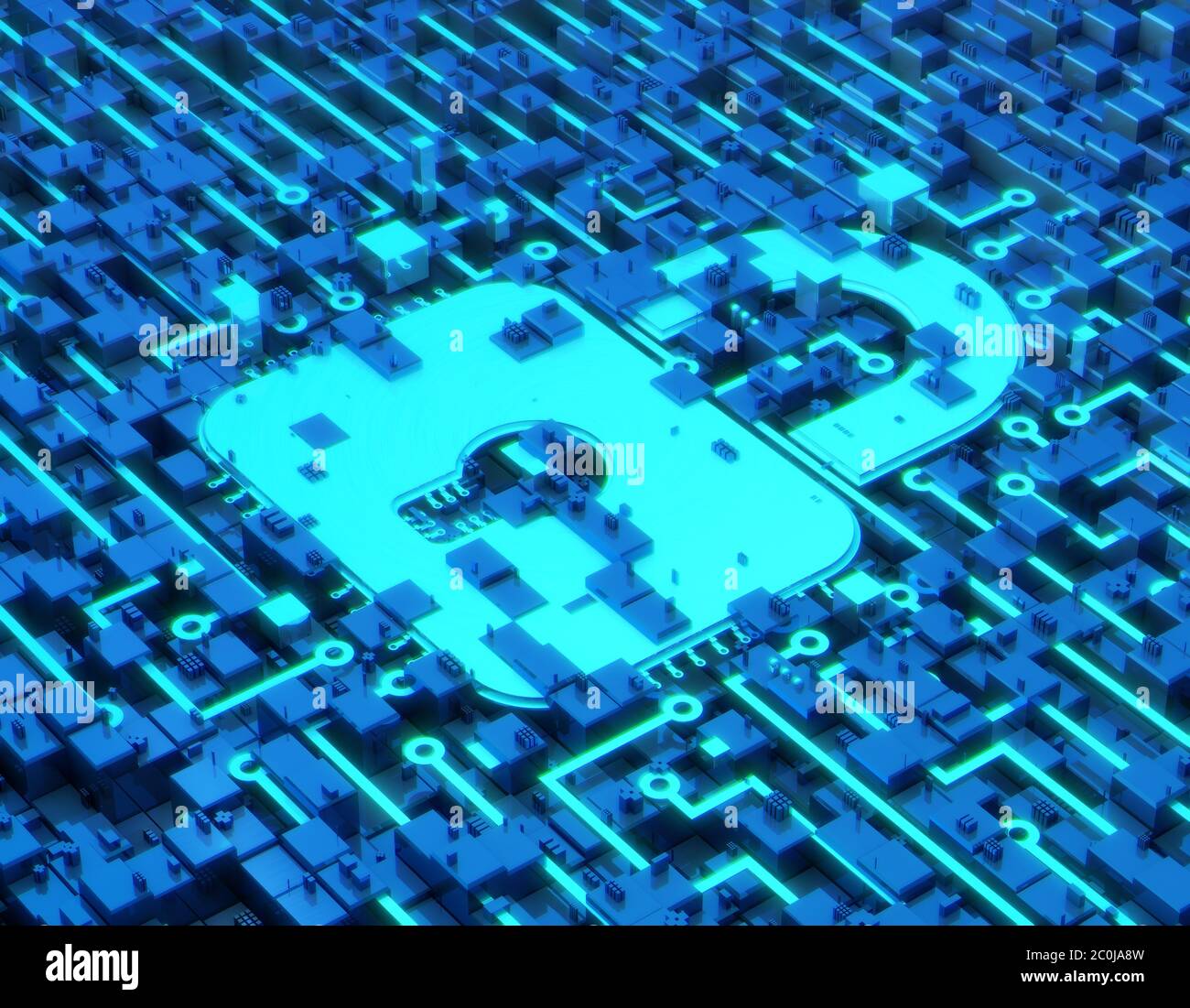 Circuit board technology and lock, data security protection Stock Photo ...