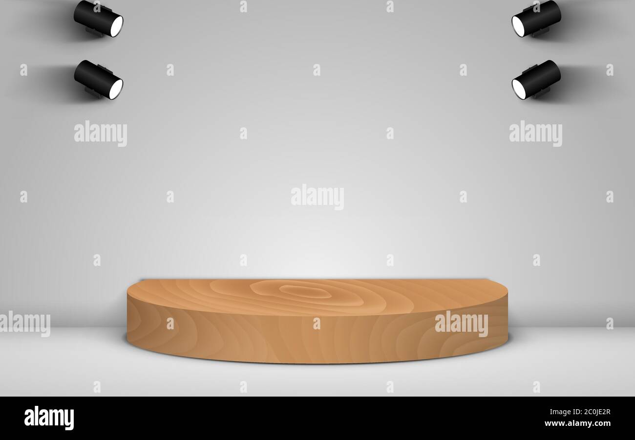 wooden podium in the white studio room Stock Vector Image & Art - Alamy