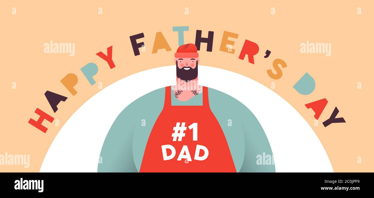 Happy Father's Day banner illustration of funny father in vintage cartoon  style with special family holiday message and number one dad text quote  Stock Vector Image & Art - Alamy