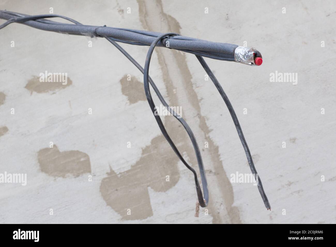 House renovation wiring, wire and concrete Stock Photo Alamy