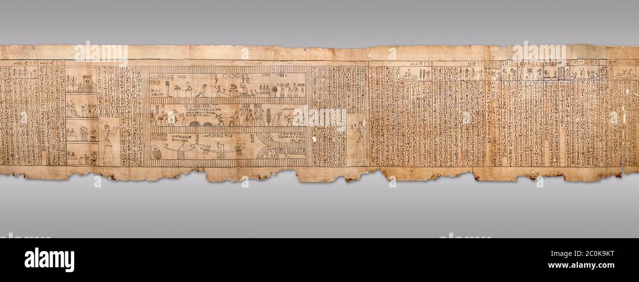 Ancient Egyptian Book of the Dead papyrus - Spell 105 for gratifying the deceased with Ka, Iufankh's Book of the Dead, Ptolemaic period (332-30BC).Tur Stock Photo
